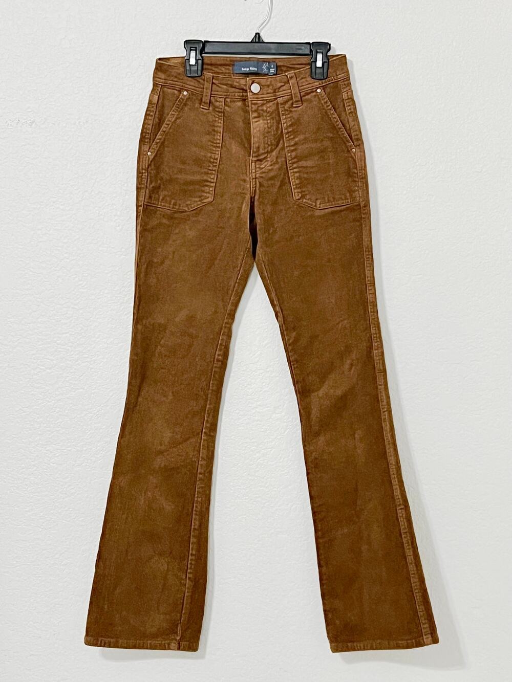 Indigo Rising Brown Corduroy Flare Pants Size 0 Patch Pocket Stretch Bootcut Y2K